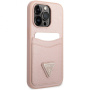 Чехол CG Mobile Guess PU Saffiano Double cardslot w Metal triangle logo Hard для iPhone 14 Pro, цвет Розовый