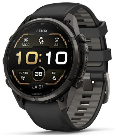 Умные часы Garmin Fenix 9 Pro AMOLED 47мм, темно-серый с черным силиконовым ремешком