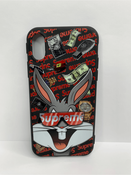 Чехол силиконовый для iPhone X / XS supreme Bunny, цвет Черный