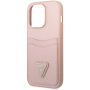 Чехол CG Mobile Guess PU Saffiano Double cardslot w Metal triangle logo Hard для iPhone 14 Pro, цвет Розовый
