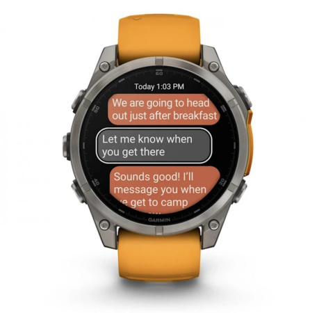 Смарт часы Garmin Fenix 8, 51 мм, AMOLED, Sapphire Titanium with spark orange/graphite silicone band
