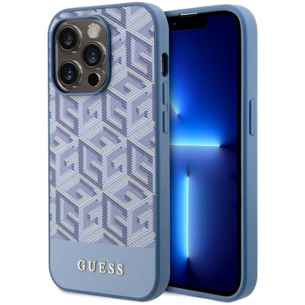 Чехол Guess PU G CUBE Hard (MagSafe) для iPhone 15 Pro, цвет Синий