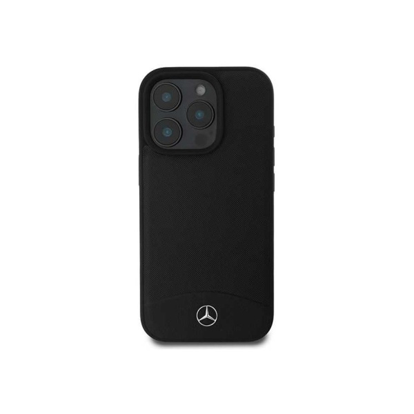 Чехол Mercedes Leather Textured and Smooth Metal logo Hard Black (MagSafe) для iPhone 16 Pro Max