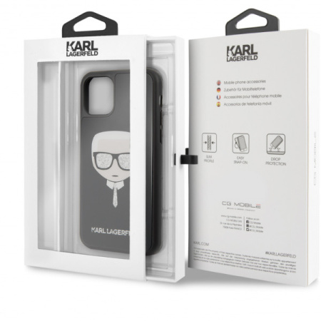 Чехол CG Mobile Karl Lagerfeld Double Layer Karl's Head Hard Glass для iPhone 11 Pro, цвет Черный (KLHCN58DLHBK)