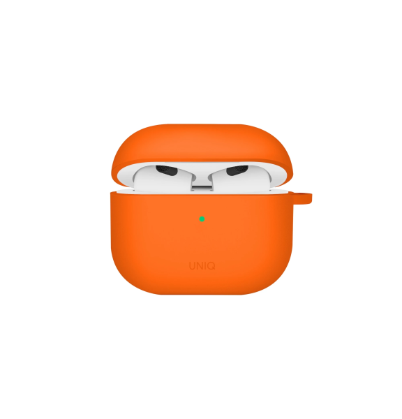 Чехол Uniq NEXO Liquid silicone +carabin +Sports ear hooks Volt Orange для Airpods 4