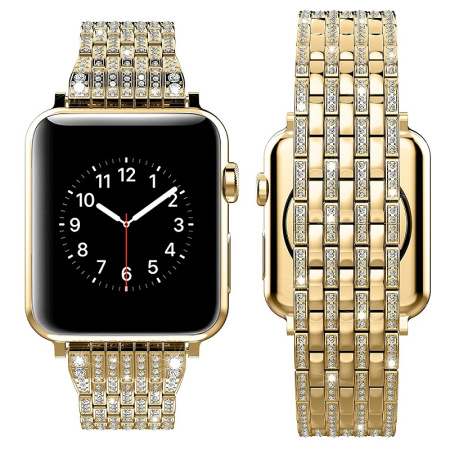 Ремешок со стразами COTEetCl для Apple Watch 42/44/45mm Magnificent Band, цвет золотой