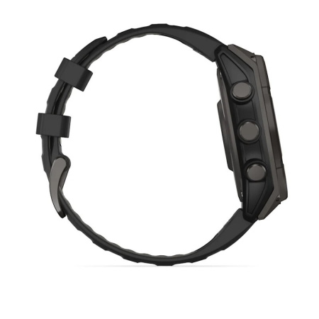 Смарт часы Garmin Fenix 8, 47 мм, Solar, Sapphire Carbon Gray DLC Titanium with Black/Pebble Gray Silicone
