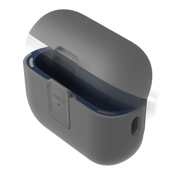 Чехол Uniq CLYDE Lock case Chalk для Airpods Pro 2, Grey/Marine Blue