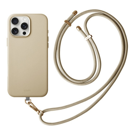 Чехол Uniq кожаный со шнурком COEHL MUSE Cream (MagSafe) для iPhone 16 Pro Max