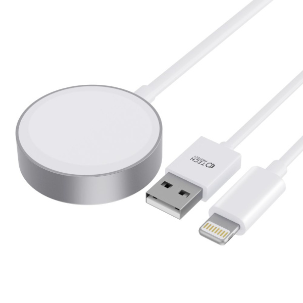 Сетевое зарядное устройство Tech-Protect Ultraboost 2 in 1 Magnetic Charging Cable & Lightning 150см для Apple Watch, white