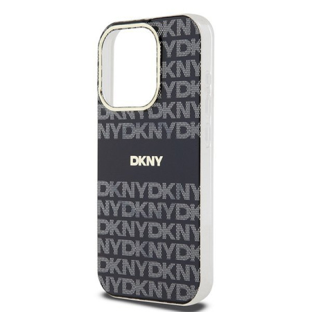 Чехол DKNY PC/TPU Repeat texture Tonal stripe Hard Black (MagSafe) для iPhone 15 Pro Max, чёрный