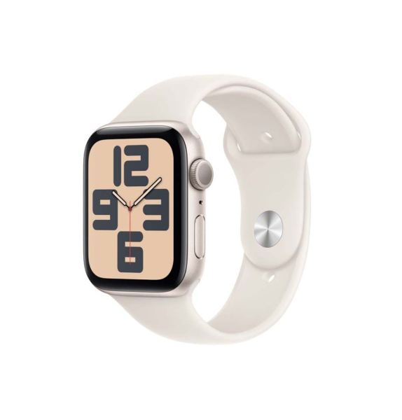 Apple Watch SE (2024), 44 мм корпус из алюминия цвета «Starlight», ремешок Sport Band размера S/M цвета «Starlight»
