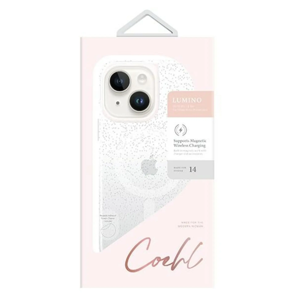 Чехол Uniq COEHL Lumino Sparkling (MagSafe) для iPhone 14, серебристый