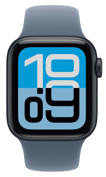 Apple Watch SE 3 (2025), 44 мм корпус из алюминия цвета «Midnight», ремешок Sport Band цвета «Anchor Blue»