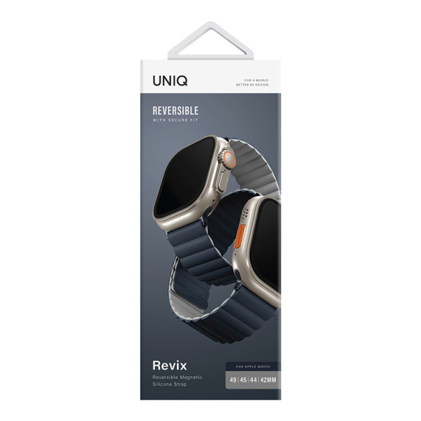 Ремешок Uniq Revix reversible Magnetic для Apple Watch 49/45/44/42 mm, цвет Storm Blue/Grey (49MM-REVSBLUAGRY)