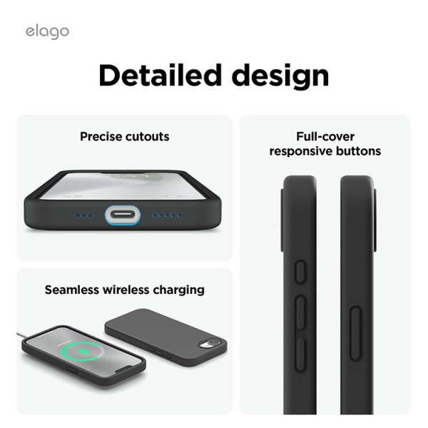 Чехол Elago Soft silicone (Liquid) Black (MagSafe) для iPhone 16e