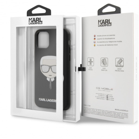 Чехол CG Mobile Karl Lagerfeld PU Leather Iconic Karl Hard Glitter для iPhone 11 Pro, цвет Черный (KLHCN58GLBK)
