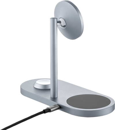 Беспроводное зарядное устройство uBear  Stage 3in1 Magnetic wireless charger, цвет: серый (WL07SG31-AD)