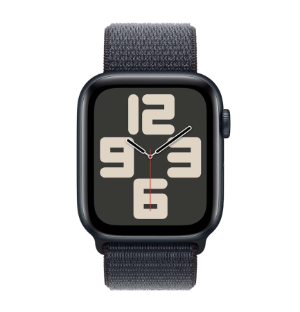 Apple Watch SE (2024), 44 мм корпус из алюминия цвета «Midnight», ремешок Sport Loop цвета «Ink»