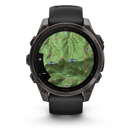 Смарт часы Garmin Fenix 8, 47 мм, AMOLED, Sapphire Carbon Gray DLC Titanium with Black/Pebble Gray Silicone Band