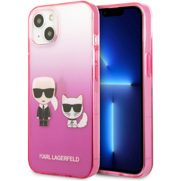 Чехол CG Mobile Karl Lagerfeld PC/TPU Karl & Choupette Hard для iPhone 13, цвет Розовый градиент (KLHCP13MTGKCP)