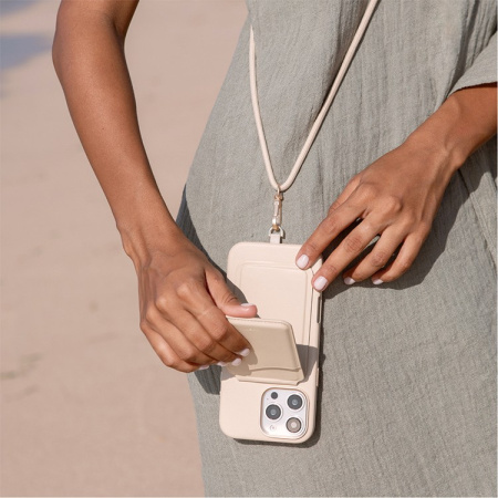 Чехол Uniq кожаный со шнурком COEHL MUSE Cream (MagSafe) для iPhone 16 Pro Max