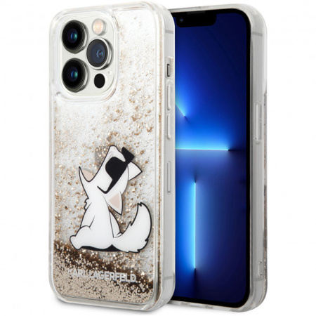 Чехол CG Mobile Karl Lagerfeld Liquid glitter Choupette Fun Hard для iPhone 14 Pro, цвет Золотой (KLHCP14LGCFD)