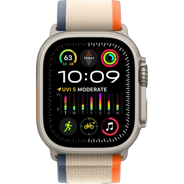 Apple Watch Ultra 2 49 мм корпус из титана ремешок Trail Loop оранжевого/бежевого цвета