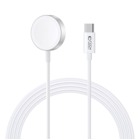Сетевое зарядное устройство Tech-Protect Ultraboost Magnetic Charging Type-C, 120см для Apple Watch, white