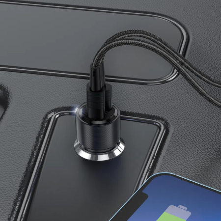 Автомобильное зарядное устройство Deppa Crystal Car Charger [USB + USB-C] 95W, Black (11217)