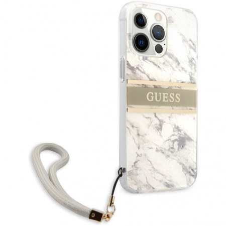 Чехол CG Mobile Guess PC/TPU Marble Hard + Nylon hand cord для iPhone 13 Pro, цвет Серый (GUHCP13LKMABGR)
