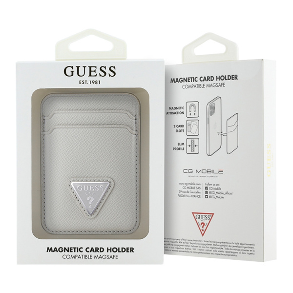 Картхолдер Guess Wallet Cardslot MagSafe PU Grained leather Triangle Metal logo Beige