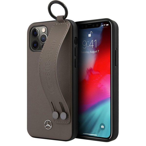 Чехол CG Mobile Mercedes Genuine Leather with Hand Strap Hard для iPhone 12/12 Pro, цвет Коричневый (MEHCP12MLSSBR)