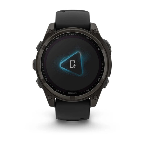 Смарт часы Garmin Fenix 8, 47 мм, Solar, Sapphire Carbon Gray DLC Titanium with Black/Pebble Gray Silicone