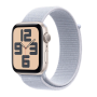 Apple Watch SE (2024), 44 мм корпус из алюминия цвета «Starlight», ремешок Sport Loop цвета «Blue Cloud»