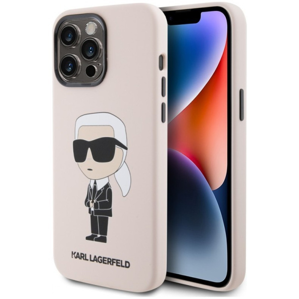 Чехол Karl Lagerfeld Liquid silicone NFT Karl Ikonik Hard для iPhone 15 Pro, цвет Розовый