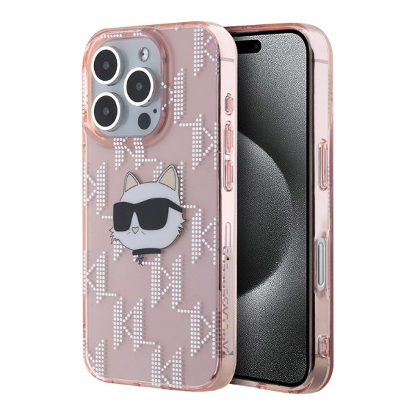 Чехол Karl Lagerfeld PC/TPU Monogram NFT Choupette Pink для iPhone 16 Pro, розовый