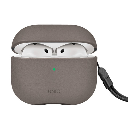 Чехол Uniq Lyden Leatherette with handstrap Grey для Airpods 4