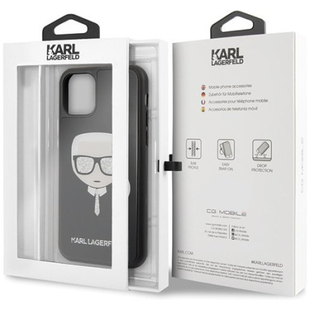 Чехол CG Mobile Karl Lagerfeld Double Layer Karl's Head Hard Glass для iPhone 11, цвет Черный (KLHCN61DLHBK)