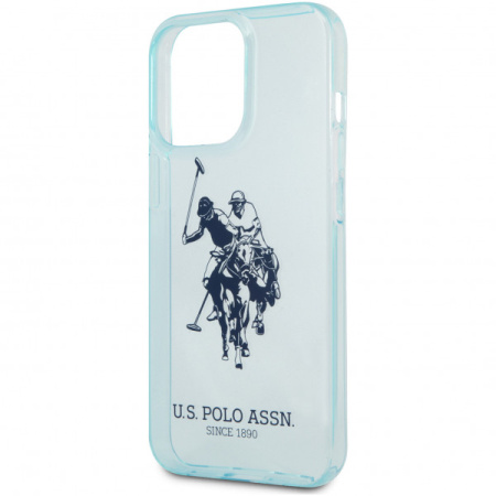 Чехол CG Mobile U.S. Polo Assn. TPU FLUO Logo Bigl horse Hard для iPhone 13 Pro, цвет Голубой (USHCP13LUHRFL)
