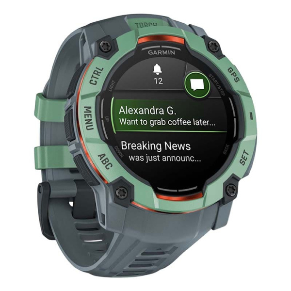 Смарт часы Garmin INSTINCT 3 AMOLED 50мм Neo Tropic, зеленый с серым ремешком
