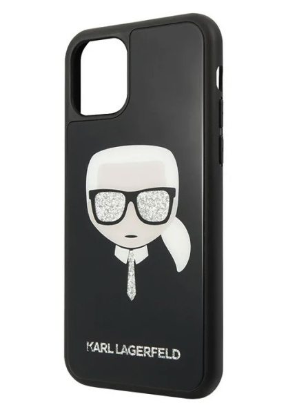 Чехол CG Mobile Karl Lagerfeld Double Layer Karl's Head Hard Glass для iPhone 11, цвет Черный (KLHCN61DLHBK)