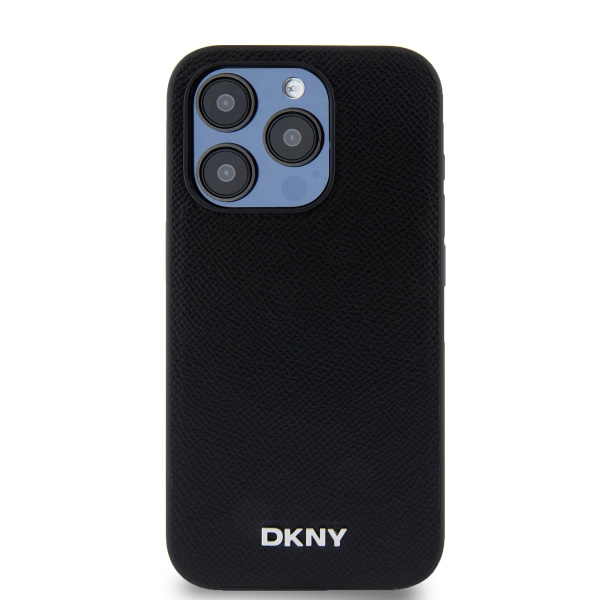 Чехол DKNY PU Grained Metal logo Hard Black (MagSafe) для iPhone 15 Pro Max, чёрный