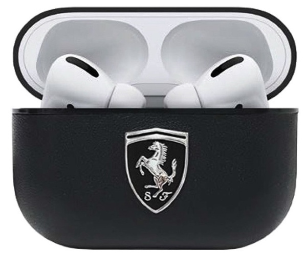 Чехол CG Mobile Ferrari Off-Track Genuine leather with metal logo для AirPods Pro, цвет Черный (FEOAPLEBK)