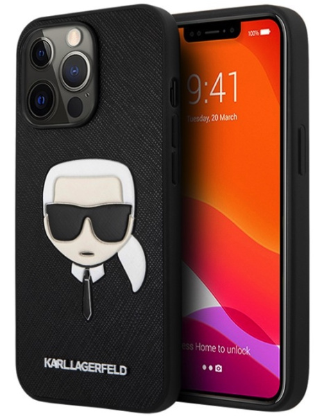 Чехол CG Mobile Karl Lagerfeld PU Saffiano Karl's Head Hard для iPhone 13 Pro Max, цвет Черный (KLHCP13XSAKHBK)