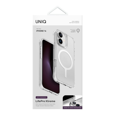 Чехол Uniq Lifepro Xtreme AF Frost Clear (MagSafe) для iPhone 16, прозрачный