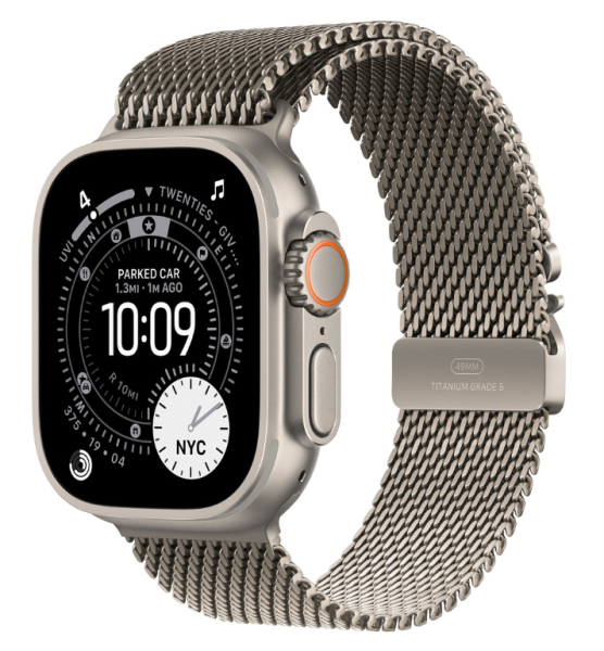 Apple Watch Ultra 3 (2025), 49 мм корпус из титана цвета «Natural», ремешок Titanium Milanese Loop, цвета «Natural»