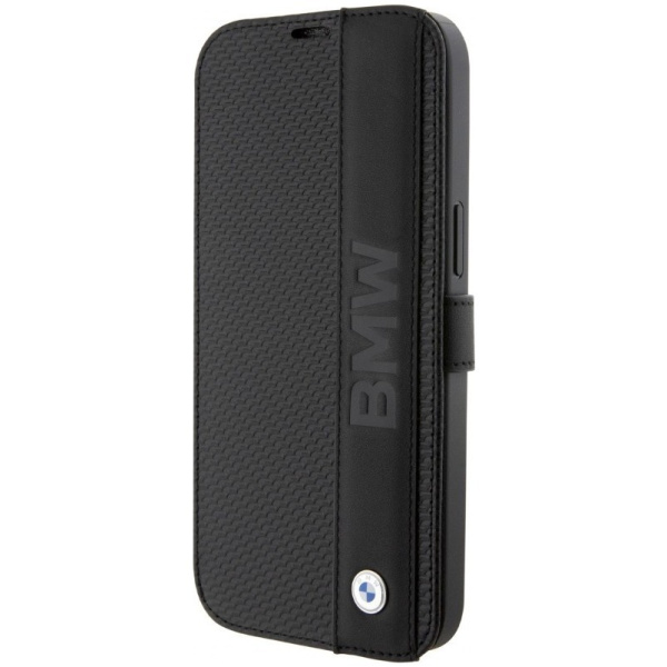 Чехол-книжка BMW Signature Leather Textured with Logo imprint Booktype для iPhone 15 Pro, цвет Черный