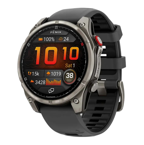 Смарт часы Garmin fenix 8 Pro, 47 мм, AMOLED, титан с DLC, сапфир, каштановый кожаный ремешок, силиконовый ремешок цвета «графитовый/чёрный»