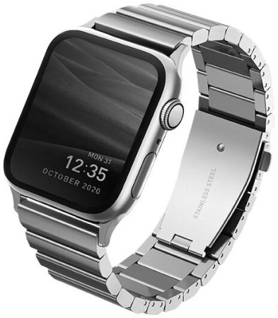 Ремень стальной Uniq Strova Strap Link Steel для Apple Watch 42/44/45/49 мм, цвет Серебристый (44MM-STRVSIL)